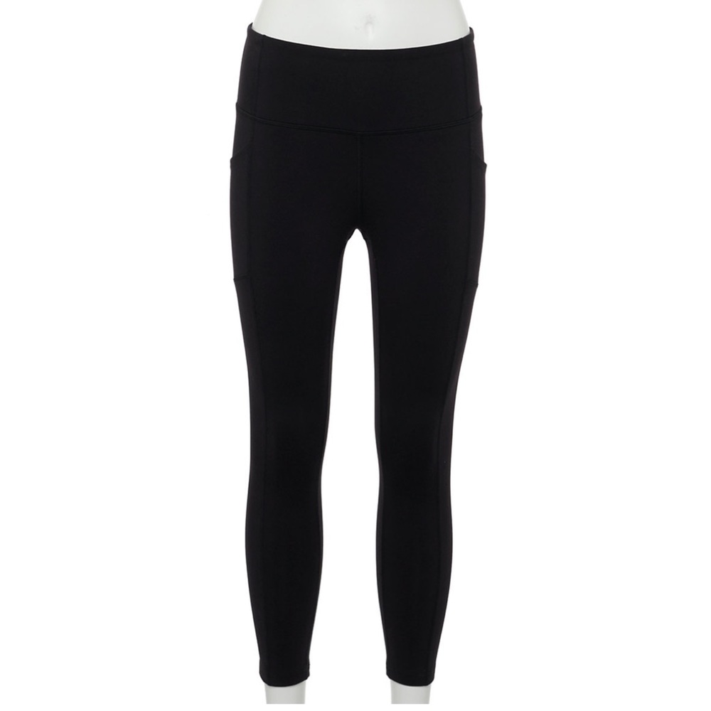 NWT Tek Gear High-Waisted Shapewear 7/8 Ankle Leggings Black Size XS